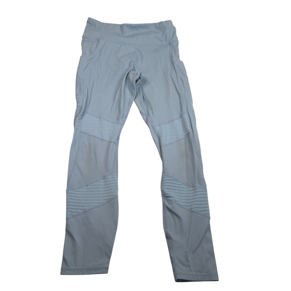 Fabletics Motion365 Light Blue Moto Quilted High Waisted Leggings with Pockets